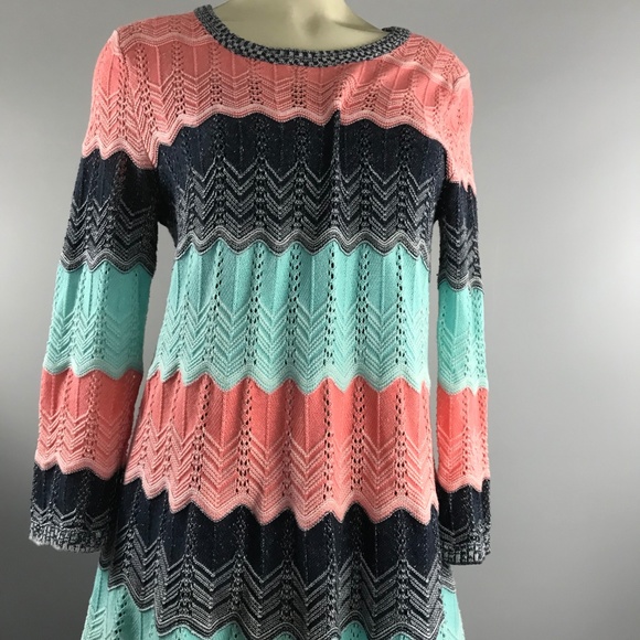 NWOT Heather B 100% cotton knit Chevron long sweater - Picture 9 of 11